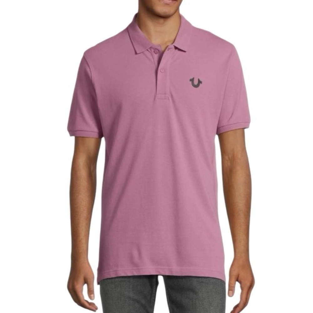 NWT True Religion Men's Designer Cotton Logo Polo MAUVE ORCH